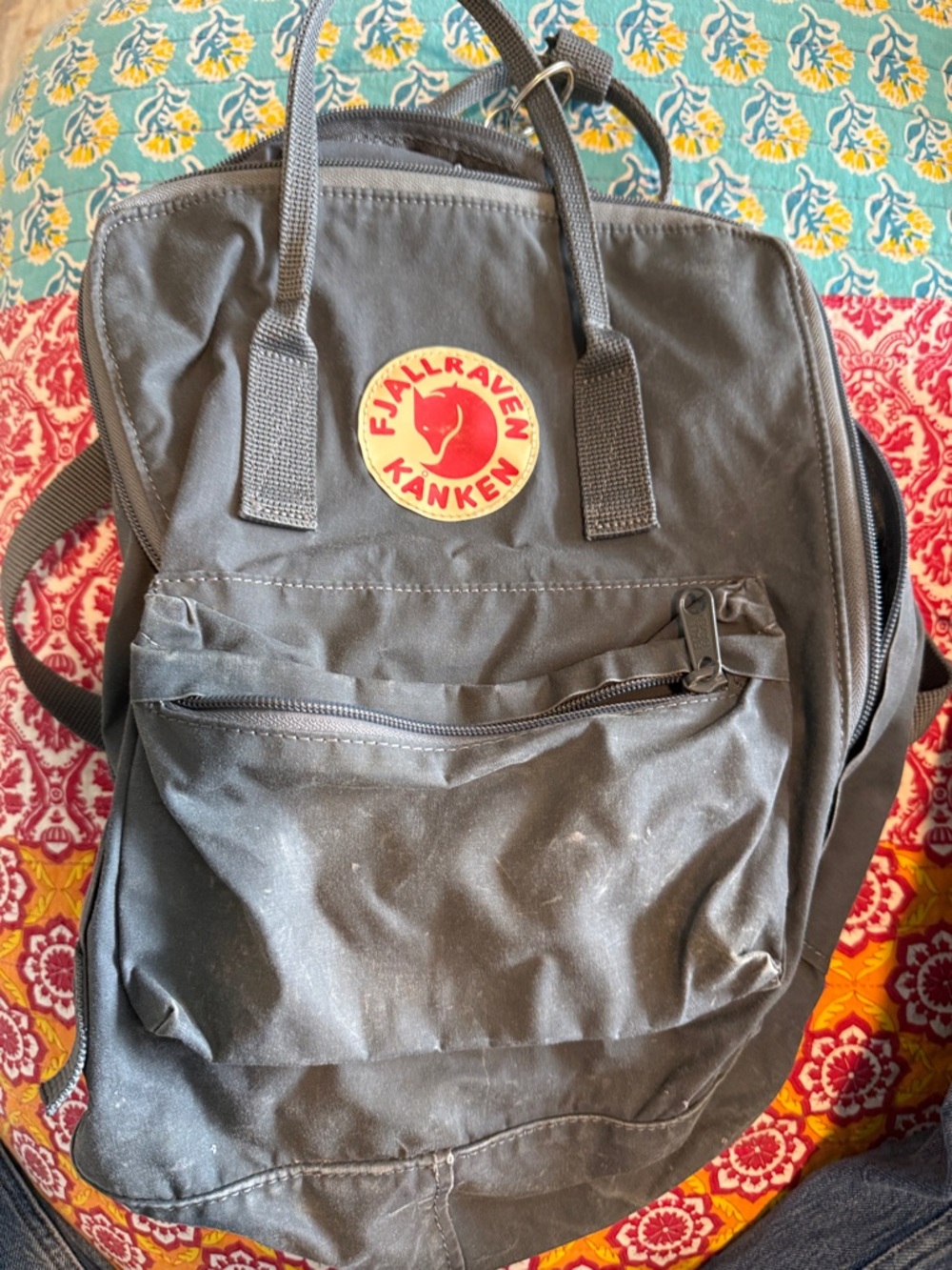 Fjallraven Kånken Black Backpack with Red Logo